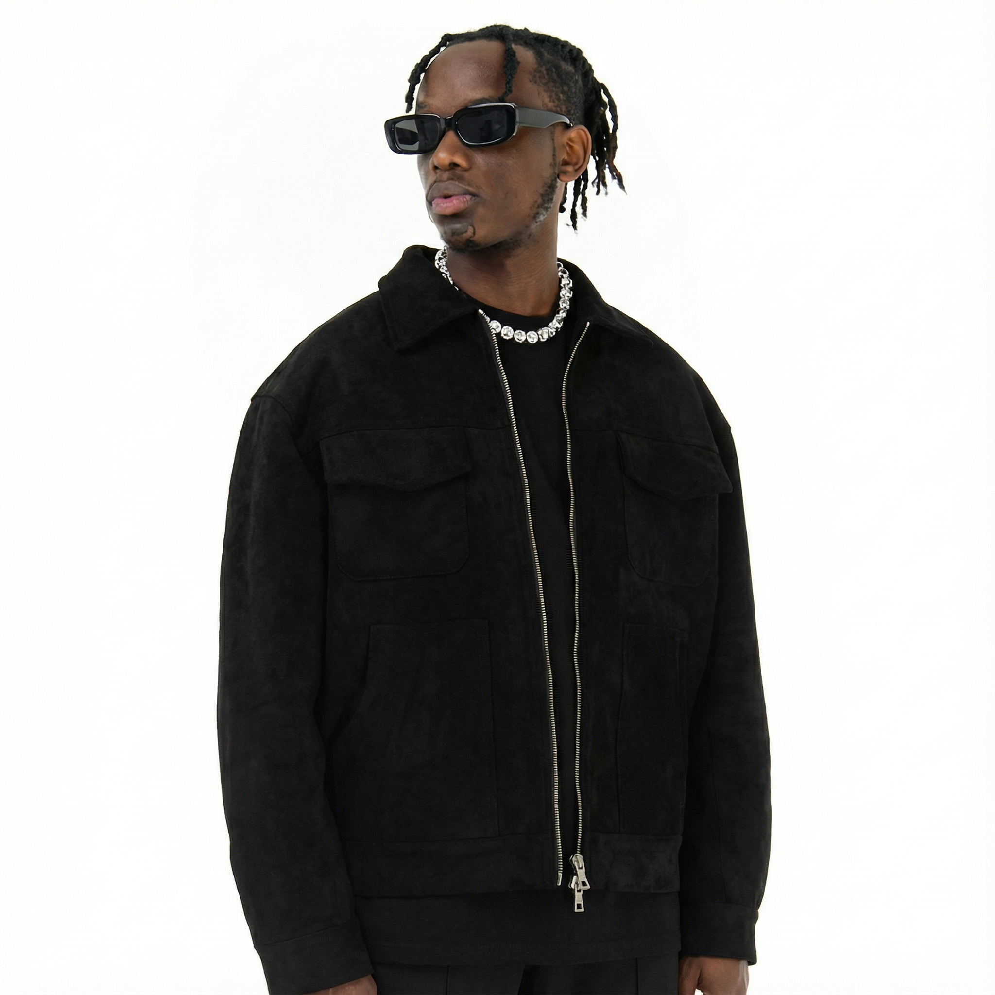 Suede Work Jacket - Black