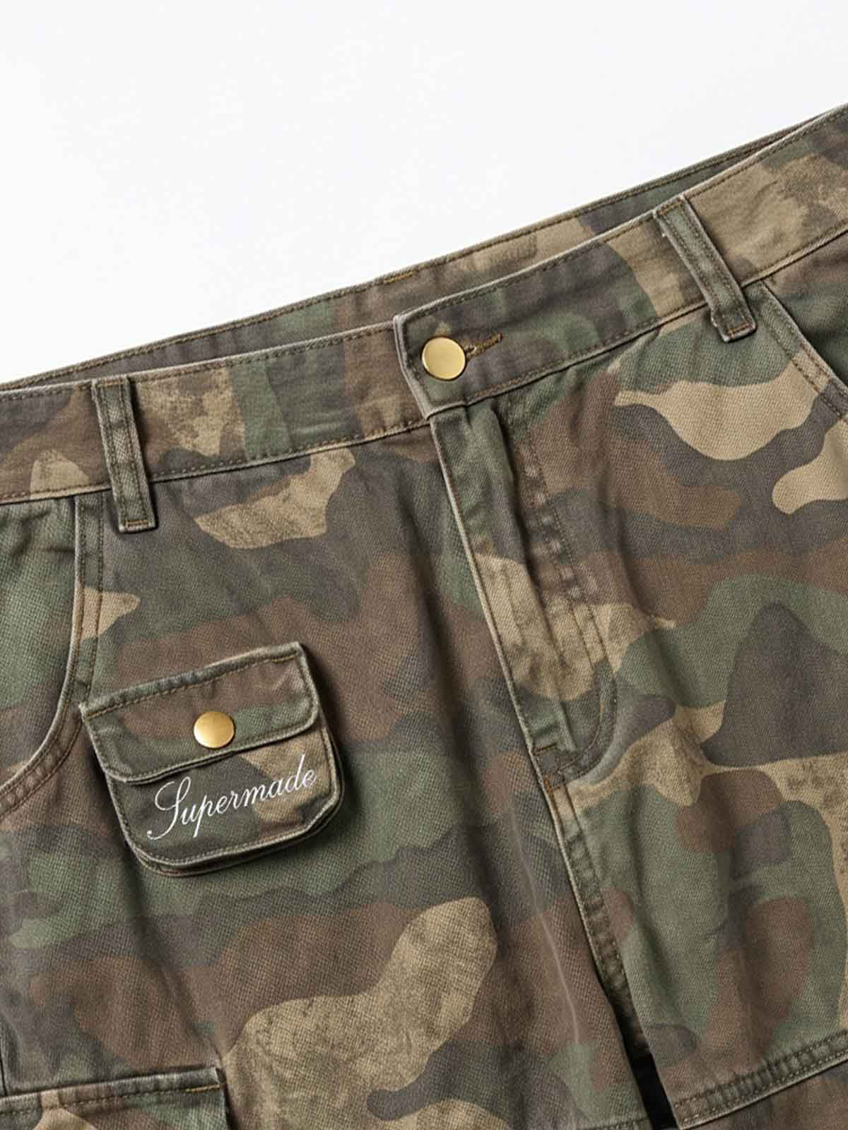 Distressed Camouflage Workwear Wide