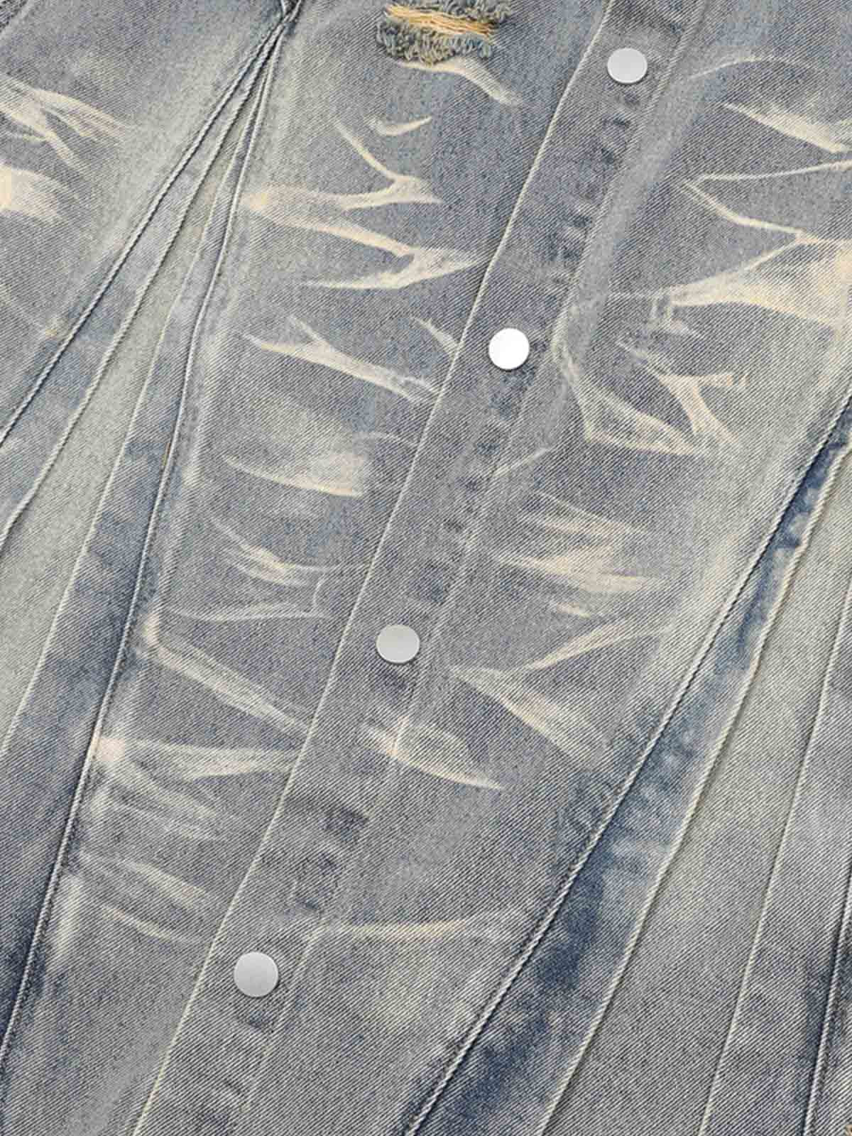 Washed Black Branch Print Deconstructed Denim Set