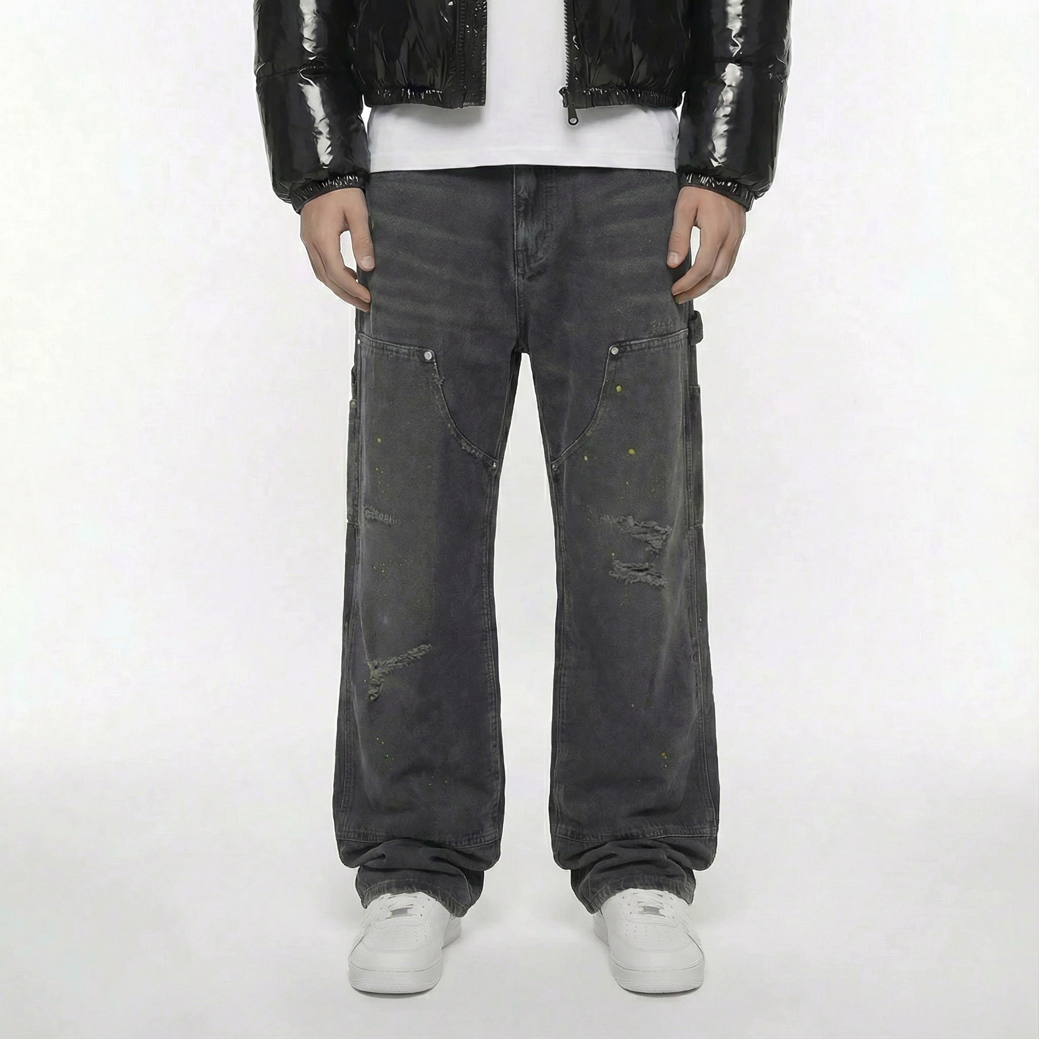 Double Knee | Distressed Black