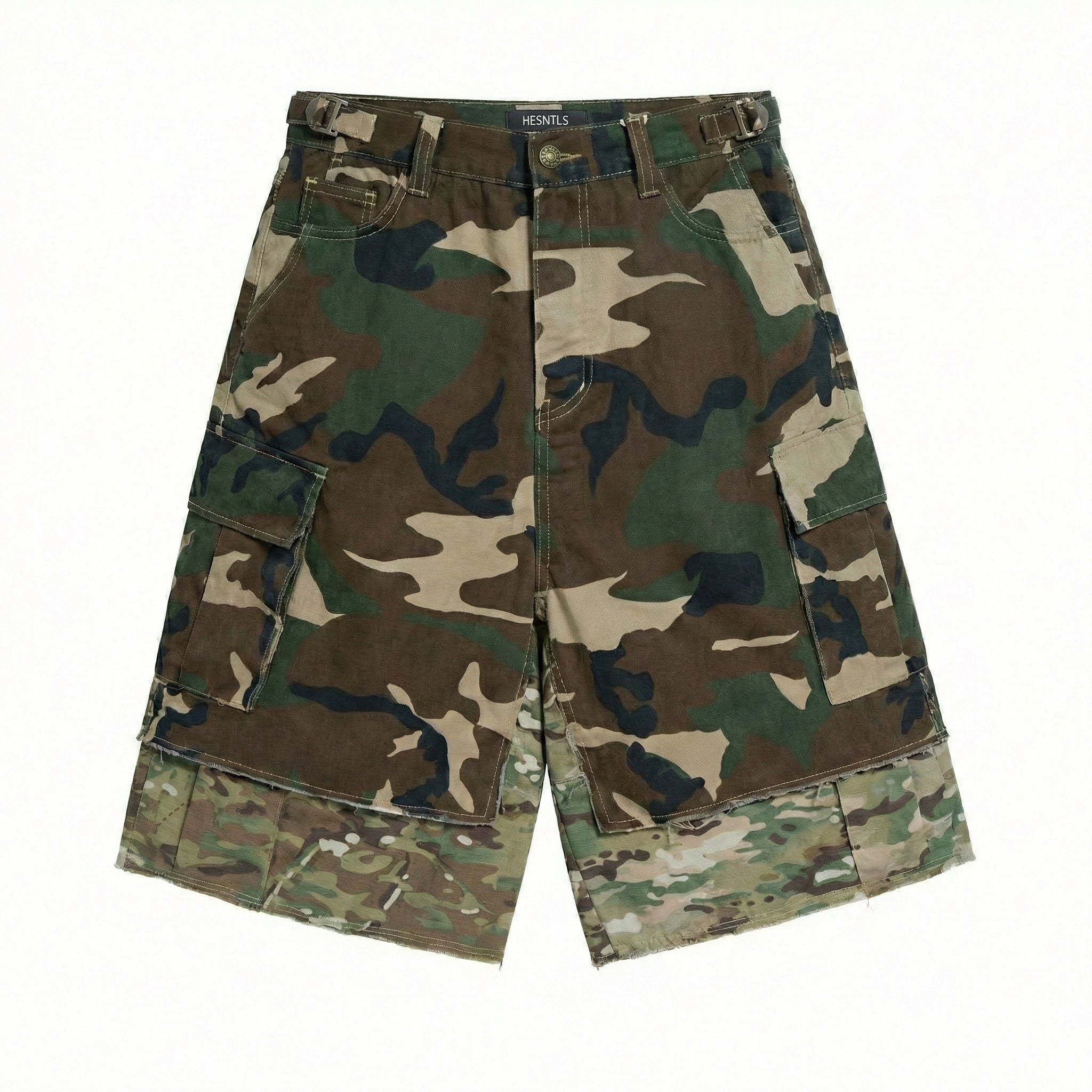 Dual-Camo Layered Cargo Jorts