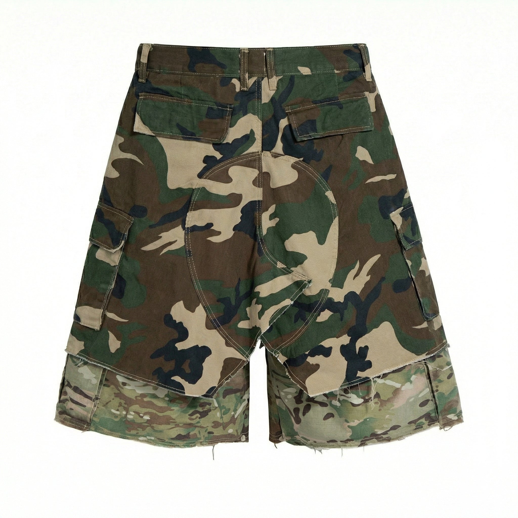 Dual-Camo Layered Cargo Jorts