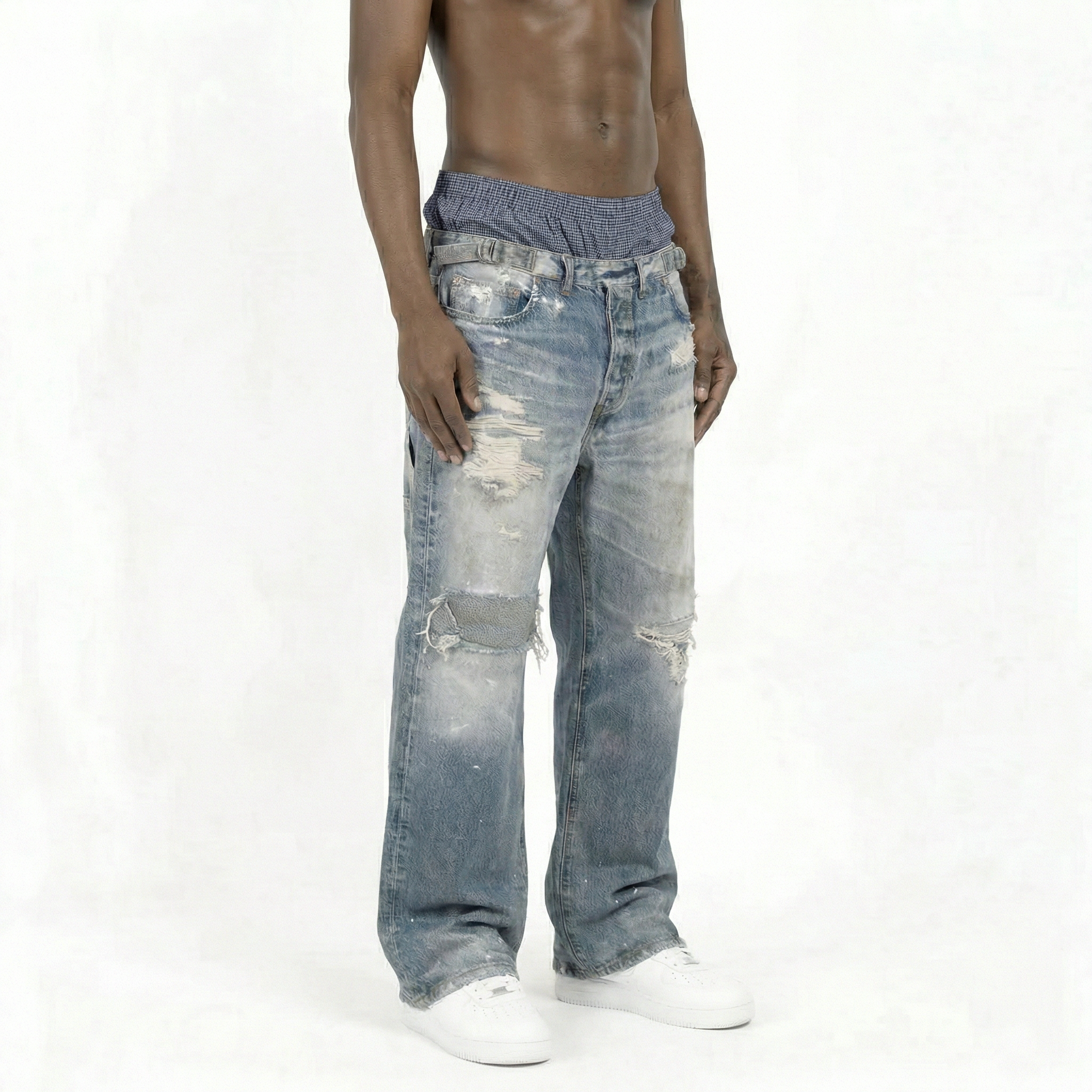 Boxer-Insert Baggy Denim